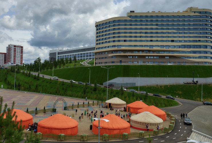 Vatan ethnic theme park outside the congress center in Ufa