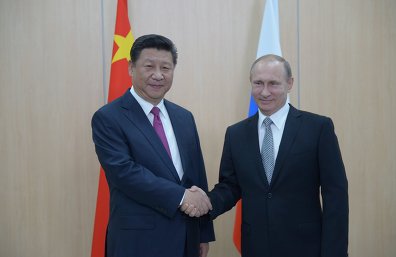 俄罗斯总统普京与中国国家主席习近平举行会晤