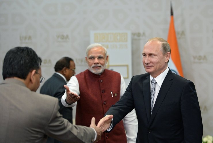 俄罗斯联邦总统弗拉基米尔普京与印度总理纳伦