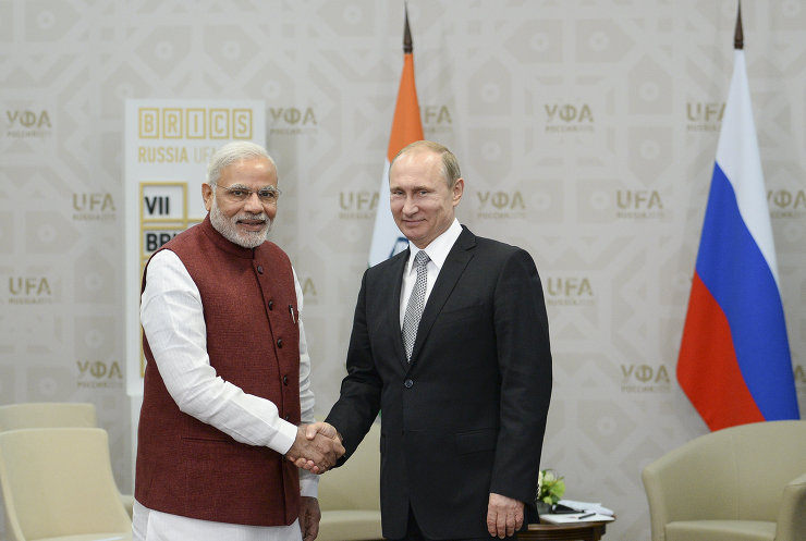 俄罗斯联邦总统弗拉基米尔•普京与印度总理纳伦德拉•莫迪举行会谈