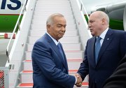 President of the Republic of Uzbekistan Islam Karimov arrives in Ufa