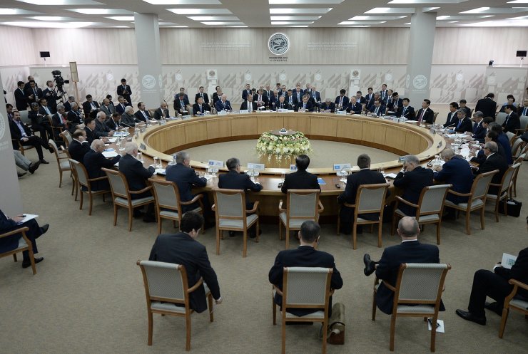 Заседание Совета глав государств-членов ШОС в расширенном составе